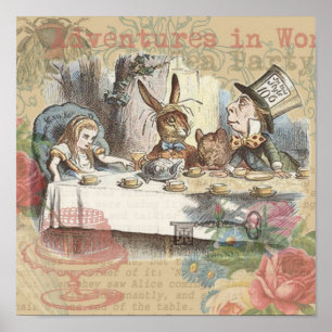 Alice Adventures Wonderland Mad Tea Party Art Poster