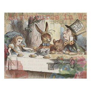 Alice Adventures Wonderland Mad Tea Party Art Poster