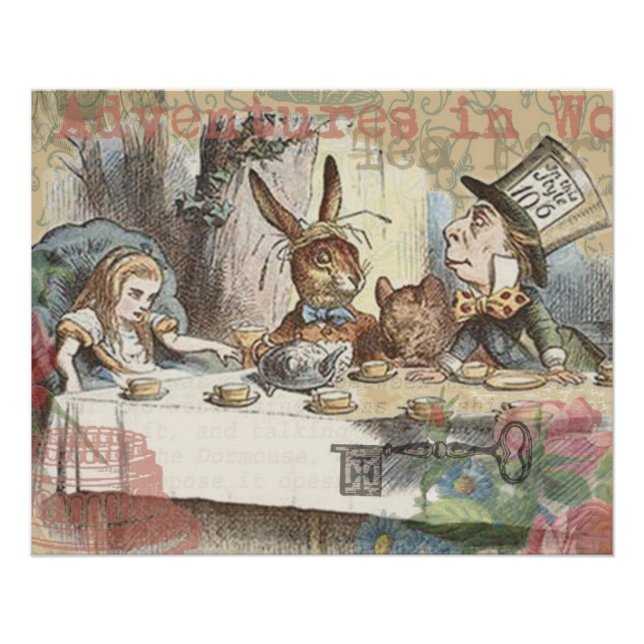 Alice Adventures Wonderland Mad Tea Party Art Poster (Front)