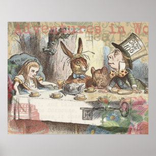 Alice Adventures Wonderland Mad Tea Party Art Poster