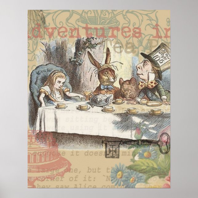 Alice Adventures Wonderland Mad Tea Party Art Poster (Front)