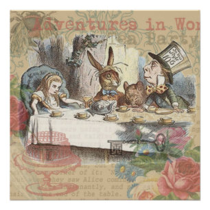 Alice Adventures Wonderland Mad Tea Party Art Poster