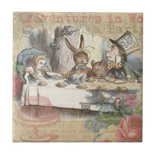 Alice Adventures Wonderland Mad Tea Party Art Tile