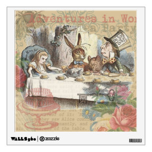 Alice Adventures Wonderland Mad Tea Party Art Wall Sticker