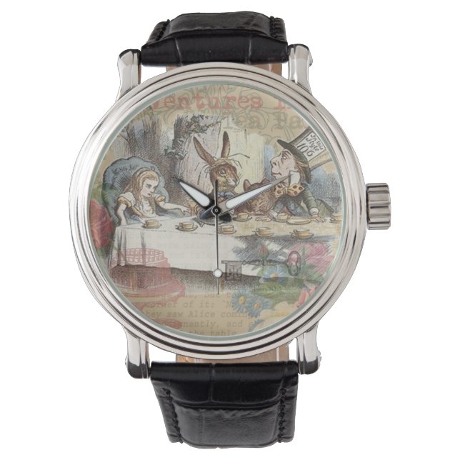Alice Adventures Wonderland Mad Tea Party Art Watch (Front)