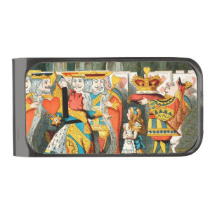 Alice Adventures Wonderland Queen of Hearts Gunmetal Finish Money Clip