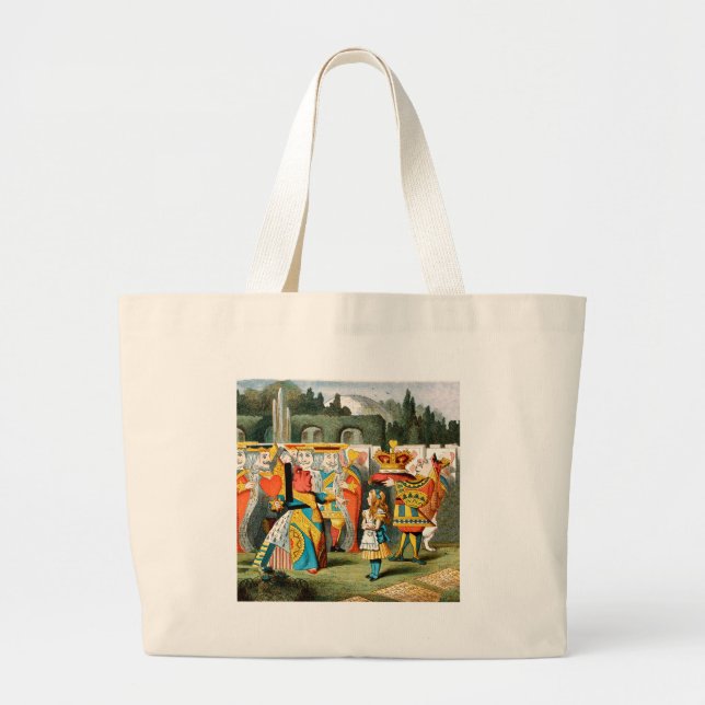 Alice Adventures Wonderland Queen of Hearts Large Tote Bag (Front)