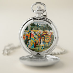 Alice Adventures Wonderland Queen of Hearts Pocket Watch