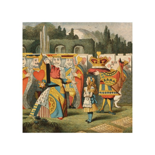 Alice Adventures Wonderland Queen of Hearts Wood Wall Art (Front)
