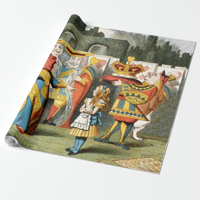 Alice Adventures Wonderland Queen of Hearts Wrapping Paper (Unrolled)