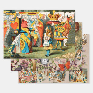 Alice Adventures Wonderland Queen of Hearts Wrapping Paper Sheets