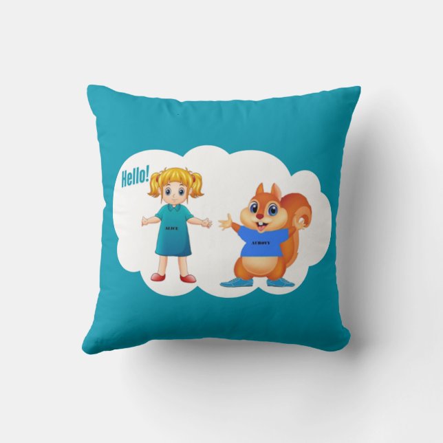 Alice and Aurovy Theme Colored Throw Pillow (Back)