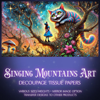 Alice and Cat Twilight Tree Talk Decoupage Tissue Paper