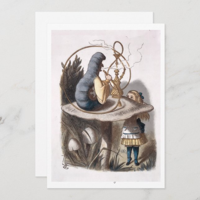 ALICE and Caterpillar - Adventures in Wonderland Note Card (Front/Back)