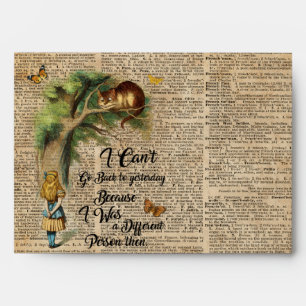 Alice and Cheshire Cat Quote Dictionary Art Envelope