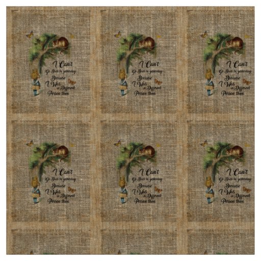 Alice and Cheshire Cat Quote Dictionary Art Fabric