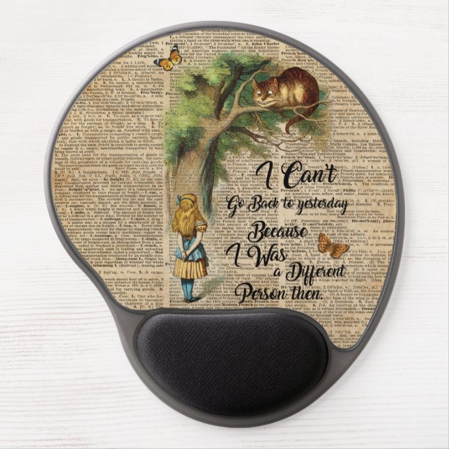 Alice and Cheshire Cat Quote Dictionary Art Gel Mouse Pad (Front)