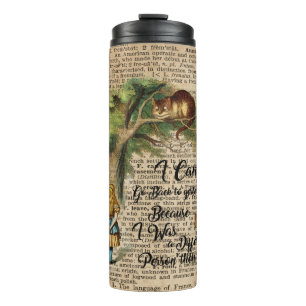 Alice and Cheshire Cat Quote Dictionary Art Thermal Tumbler