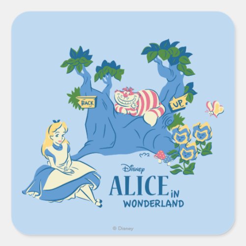 Alice and Cheshire Cat Square Sticker