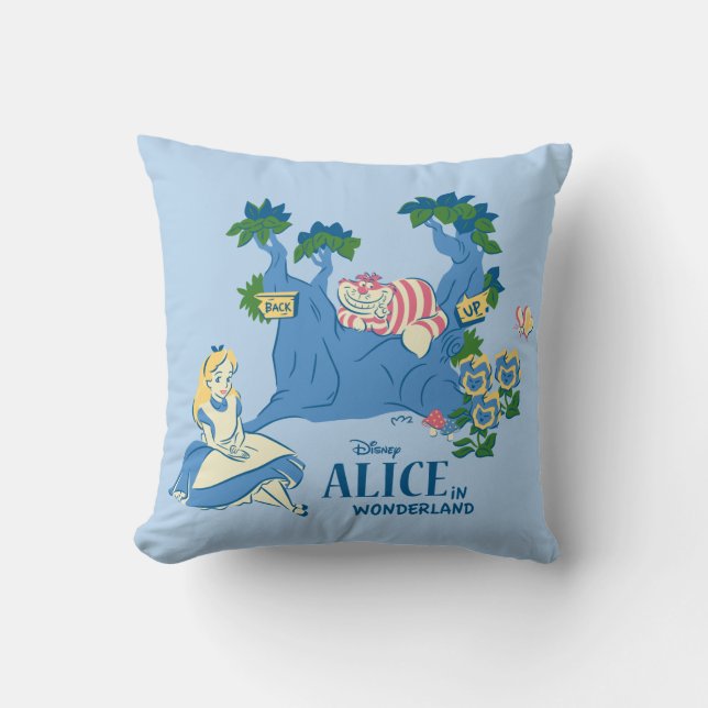 Alice and Cheshire Cat Throw Pillow (Front)