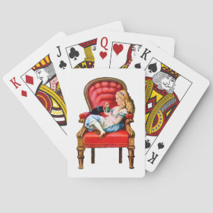 Alice and Dinah from Through The Looking Glass Poker Cards
