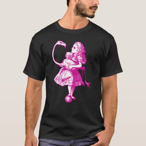 Alice and Flamingo Inked Pink T_Shirt