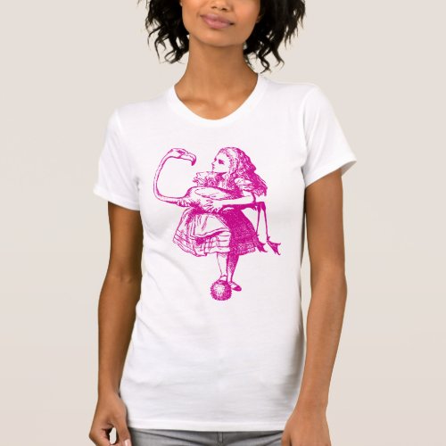 Alice and Flamingo Inked Pink T_Shirt