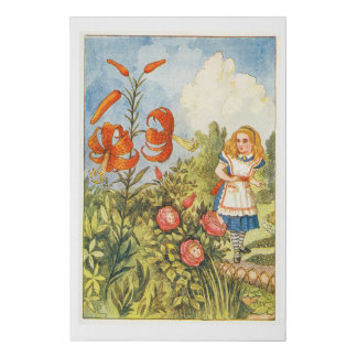 Alice and flowers faux canvas print