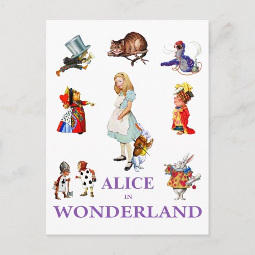 Alice  and Friends from Wonderland Postcard