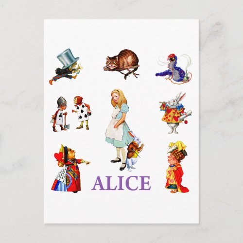 Alice and her friends in Wonderland Postcard