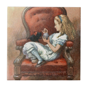Alice and her Kitten Ceramic Tile