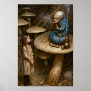 Alice And Hookah Smoking Caterpillar Poster