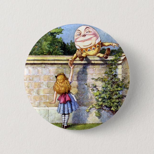 Alice and Humpty Dumpty in Wonderland Pinback Button (Front)