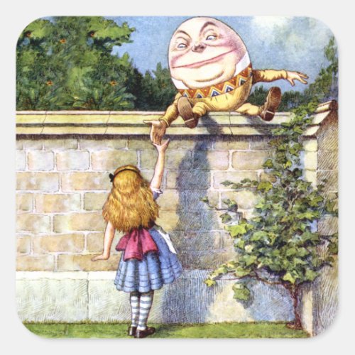 Alice and Humpty Dumpty in Wonderland Square Sticker