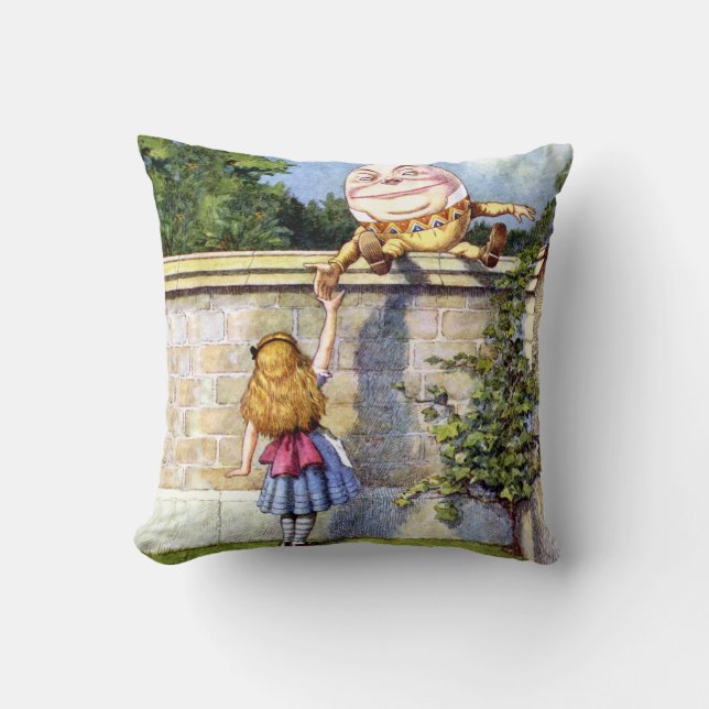 Alice and Humpty Dumpty In Wonderland Throw Pillow (Front)