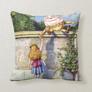 Alice and Humpty Dumpty In Wonderland Throw Pillow