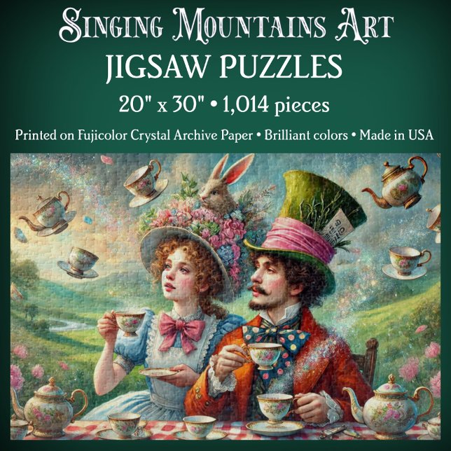 Alice and Mad Hatter Whimsical Wonderland Tea Jigsaw Puzzle (Creator Uploaded)