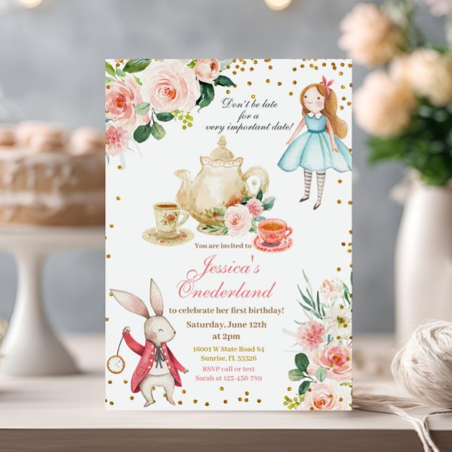  Alice and Rabbit Birthday Tea Party  Invitation (Creator Uploaded)