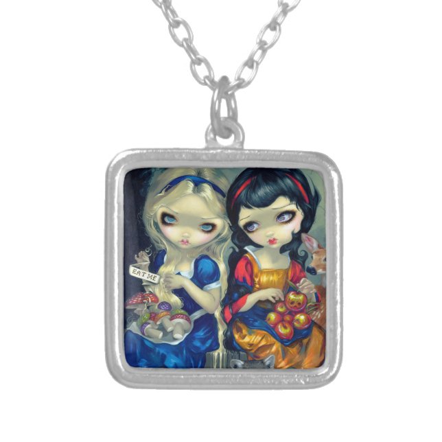 "Alice and Snow White" Silver Plated Necklace (Front)