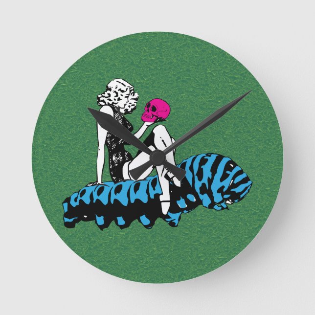 Alice and the blue caterpillar round clock (Front)