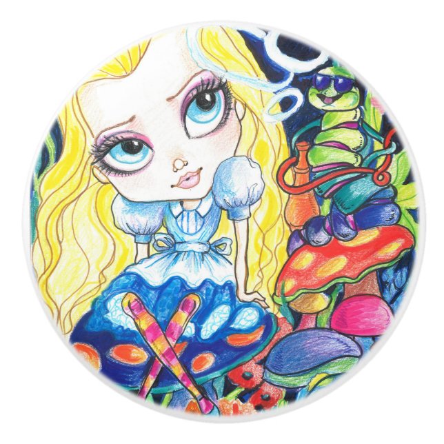 Alice and The Caterpillar Ceramic Knob (Front)