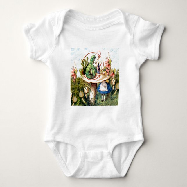 Alice and the Caterpillar in Wonderland Baby Bodysuit (Front)