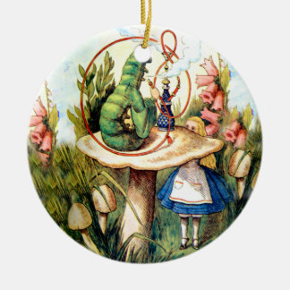 Alice and the Caterpillar in Wonderland Ceramic Ornament