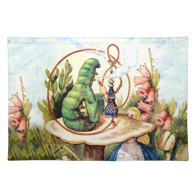 Alice and the Caterpillar in Wonderland Cloth Placemat (Front)