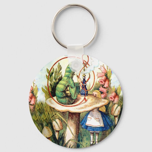 Alice and the Caterpillar in Wonderland Keychain (Front)