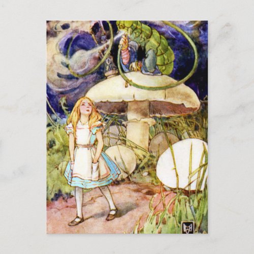 Alice and the Caterpillar in Wonderland Postcard