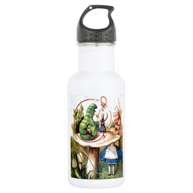 Alice and the Caterpillar in Wonderland Water Bottle (Front)