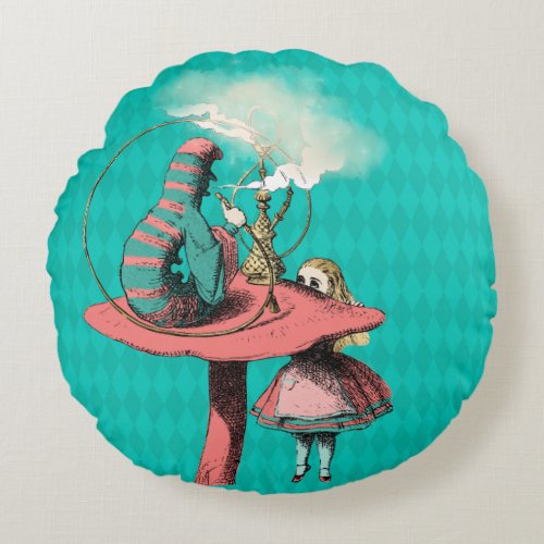 Alice and the Caterpillar Round Pillow