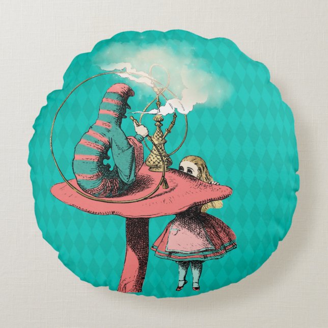 Alice and the Caterpillar Round Pillow (Front)