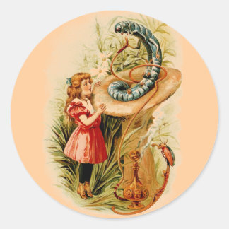 Alice and the Caterpillar Round Stickers